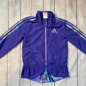 adidas Girls Purple Track Jacket with Multicolor Stripe